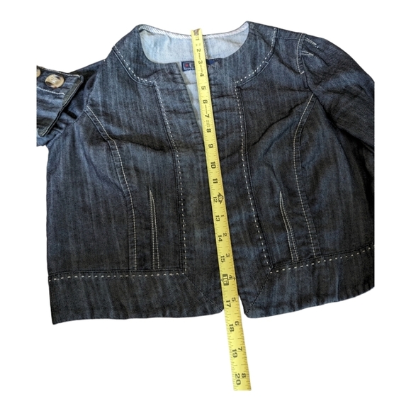Baccini Open Cropped Denim Jacket Size Small Petite EUC - Picture 4 of 7